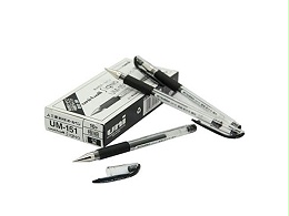 三菱UM-151财务用笔0.38M学生用中性签字笔蓝色(替芯URM-1)黑色10支装