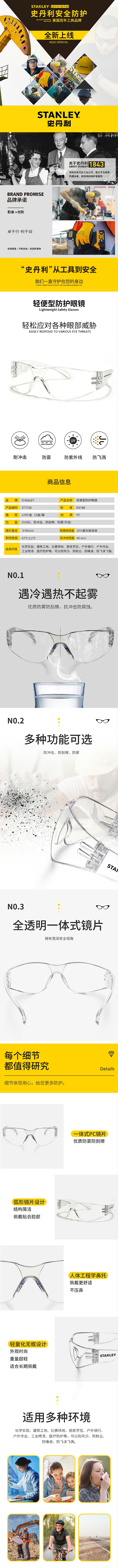 史丹利ST1720防护眼镜 SXPE1720CN-AF