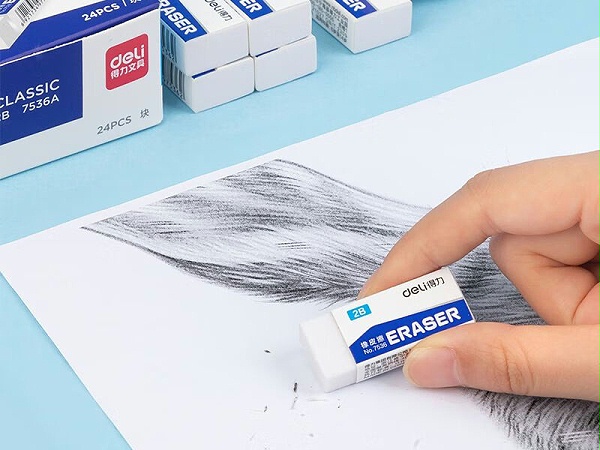 得力7536A白橡皮(白)(24块/盒)