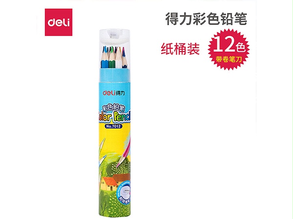 得力优酷7012彩色铅笔(混)(12支/桶)