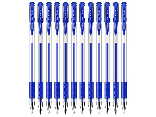 得力（deli） 6600中性笔水笔子弹头0.5mm经济版蓝色中性笔12支