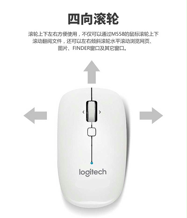 罗技（Logitech）M558蓝牙无线鼠标 MAC苹果家用办公电脑笔记本鼠标 白色