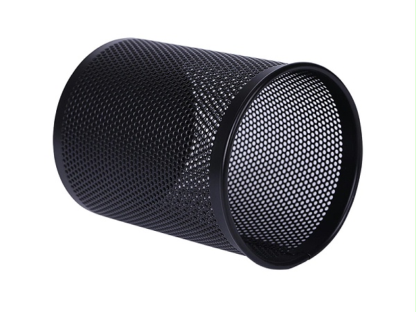 得力909密集金属网纹圆形笔筒