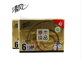 清风BR65SJ 3层130抽 金装原木纯品抽纸（6包/提）