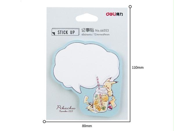 得力66553皮卡丘学生记事贴(混)72mm*69mm-40页(包)