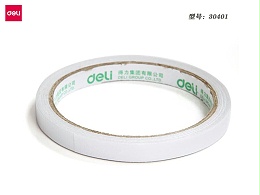得力30401棉纸双面胶带12mm*10y*80um(白)