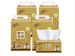 清风BR36MJ 150抽原木纯品金装抽纸（1提/3包）