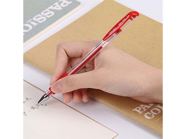 得力 6601 盒装0.5mm经济实用型中性笔 签字笔12支/盒 红色