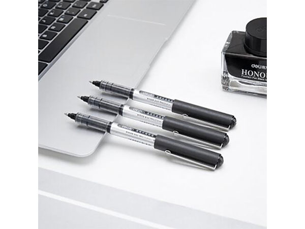 得力 S656 0.5mm黑色直液式走珠签字笔学生考试中性笔 12支/盒