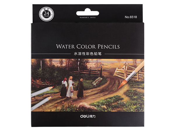得力24色水溶性彩色铅笔 水溶性彩铅套装 6518