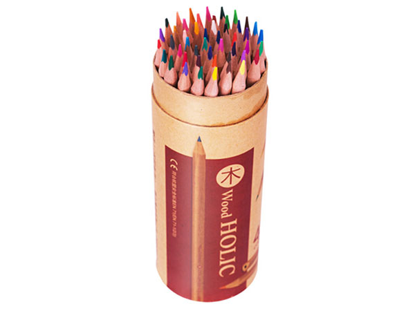 得力 48色原木油性彩色铅笔 秘密花园天色彩铅 三角笔杆 桶装 6554