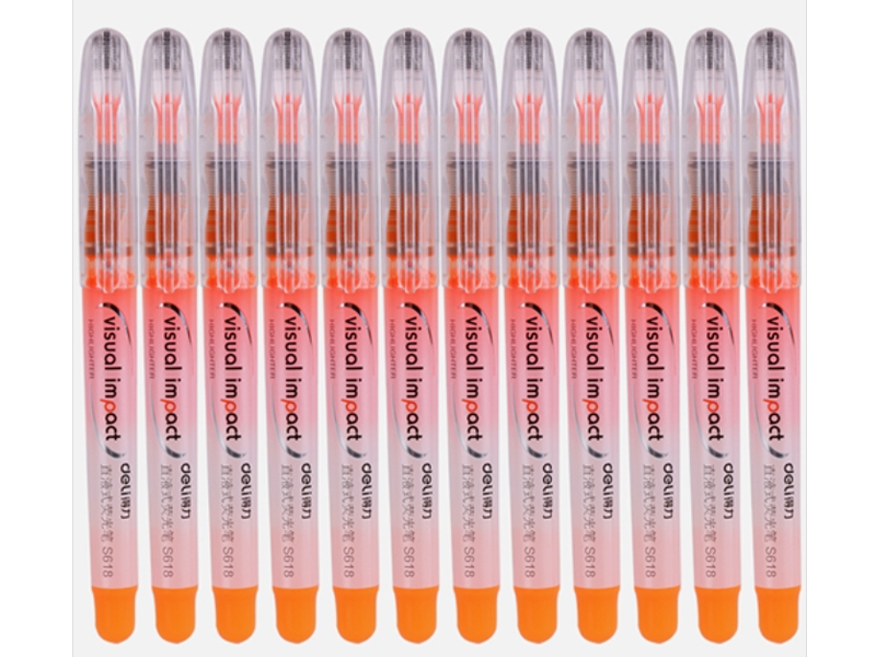 得力 S618 橙色直液荧光笔
