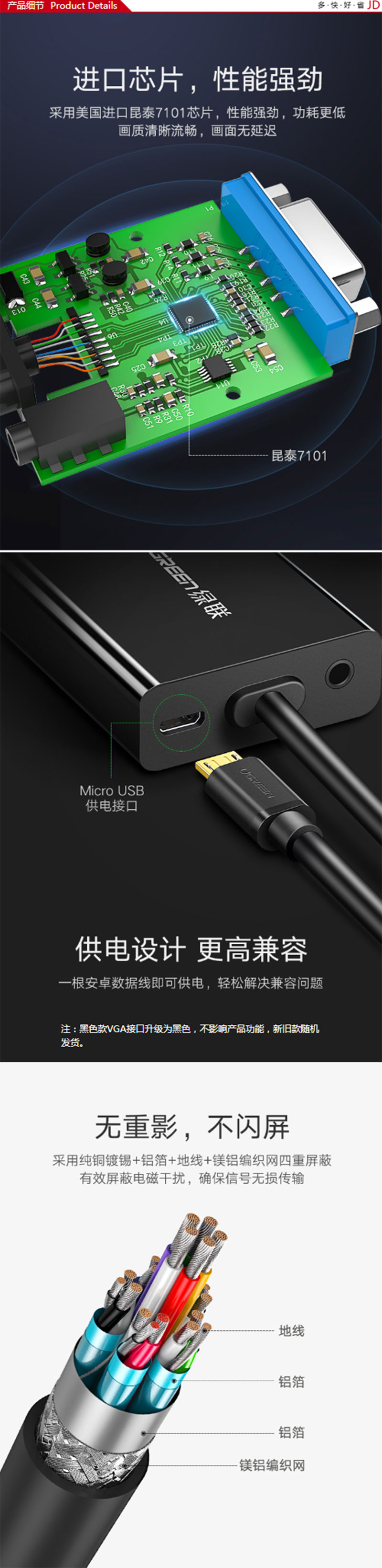 绿联40268 Micro HDMI转VGA