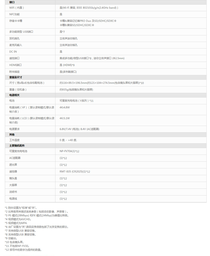 索尼（SONY）FDR-AX700 4K HDR民用高清数码摄像机 家用/直播1000fps超慢动作