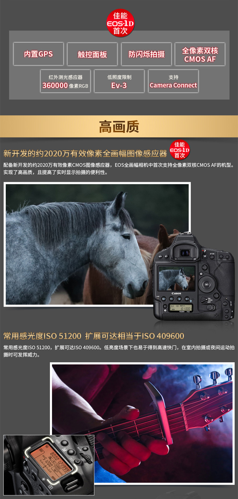 Canon/佳能EOS1DX MarkII 数码单反相机 1DX2 专业旗舰机 EOS 1DXII单机身 官方标配