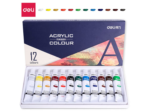 得力（deli）73856 美术绘画水彩颜料 12色盒装