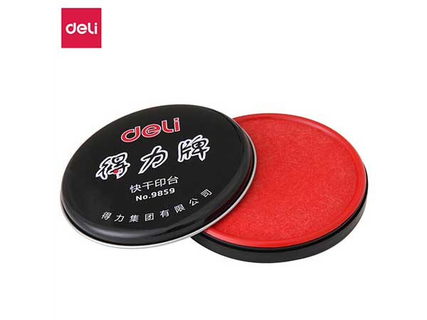 得力(deli)φ89mm金属盖快干印台印泥 红色9859