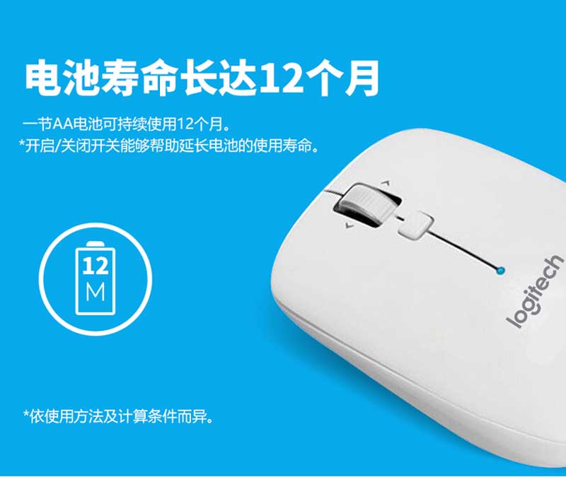 罗技（Logitech）M558蓝牙无线鼠标 MAC苹果家用办公电脑笔记本鼠标 白色