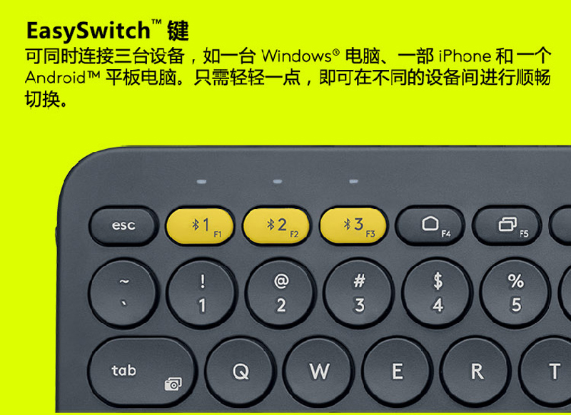 罗技（Logitech）K380多设备蓝牙键盘 平板IPAD键盘 时尚便携 超薄巧克力按键 蓝牙鼠标伴侣 深灰色