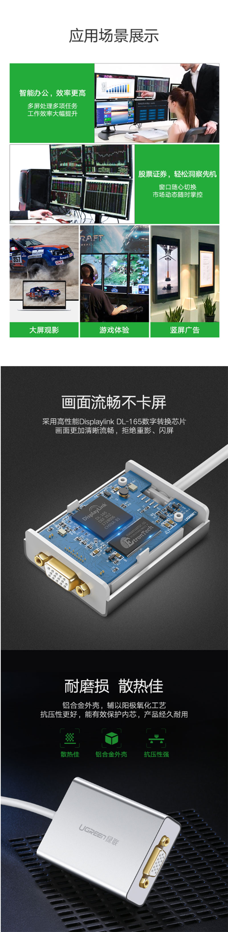 绿联40244 USB2.0转VGA