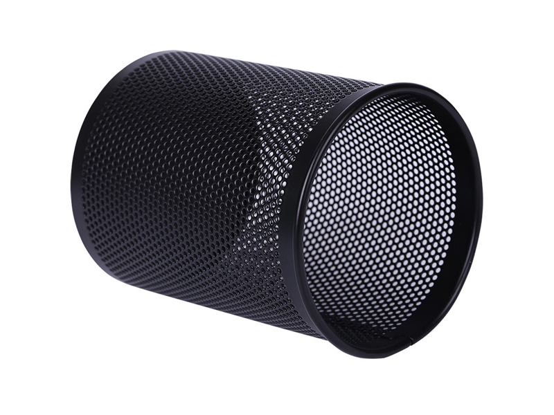 得力909密集金属网纹圆形笔筒