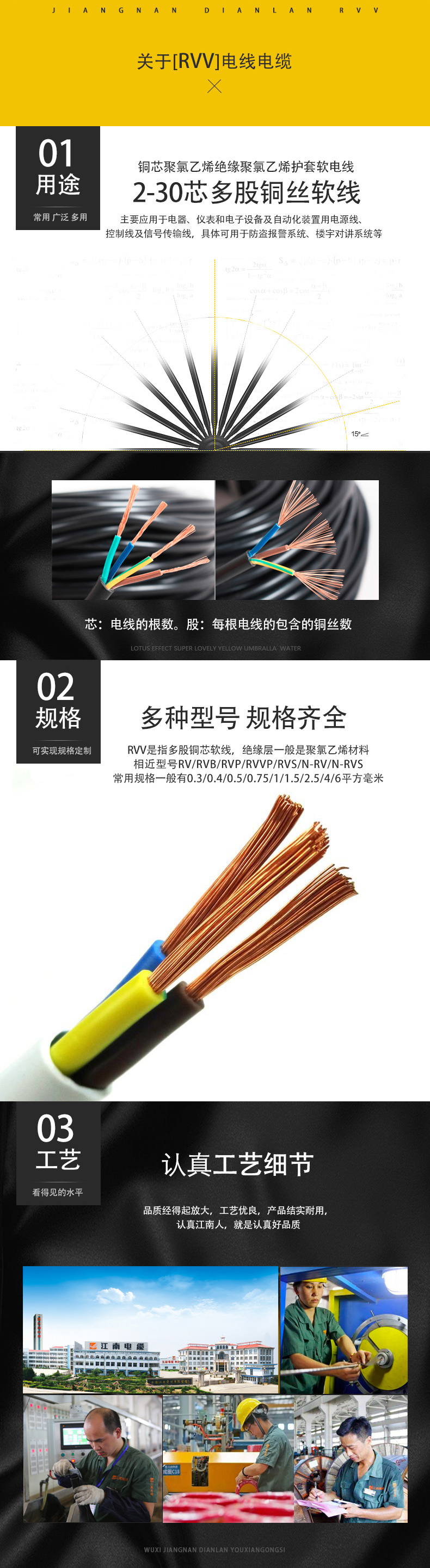 江南RVV3*1平方黑色电缆线