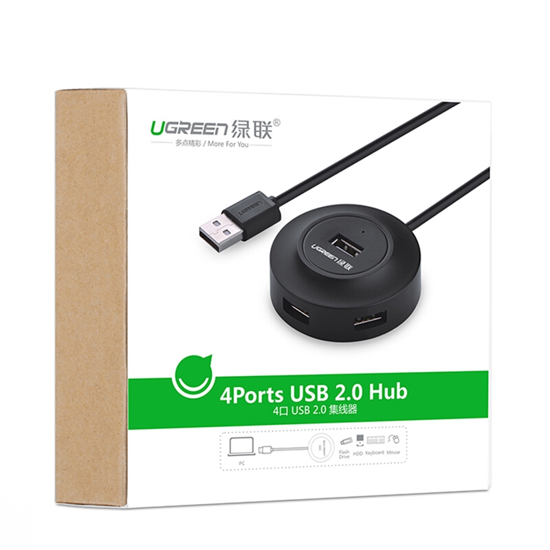 绿联20277 黑色USB2.0 4口集线器 详情页