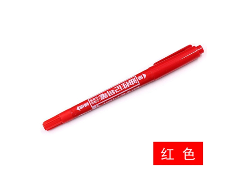 欧标 小双头油性记号笔 B1522 12*140mm 笔幅1.8mm/0.7mm 双头红色 10支/盒