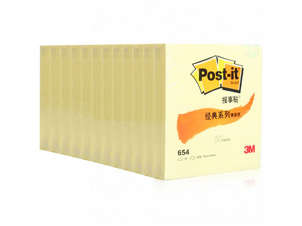 3M 报事贴 post it 654 可在贴便条纸便利贴便条纸便签纸 黄色12本包