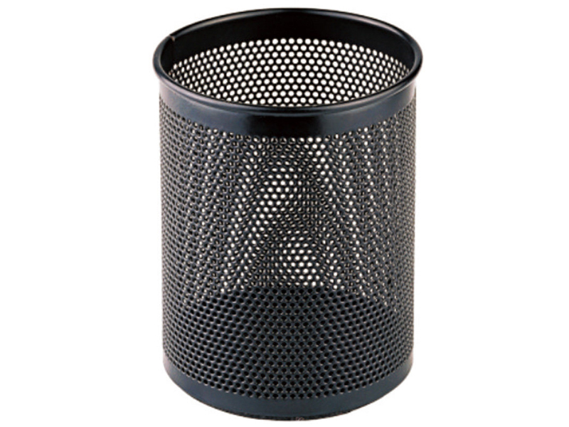 齐心(COMIX) 圆形金属网纹圆形笔筒 创意桌面收纳盒 黑色B2002